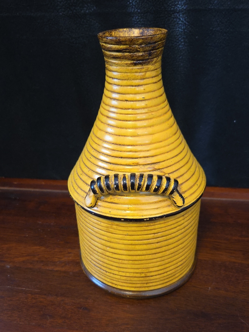 Kirklands Yellow Ribbed Resin Loop-Handled Vase - Picture 5 of 5